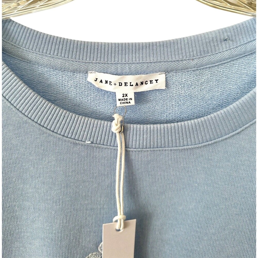 Jane & Delancey Women's Embroidered Pullover Top Long Sleeve Plus Size 2X Blue - Picture 3 of 8